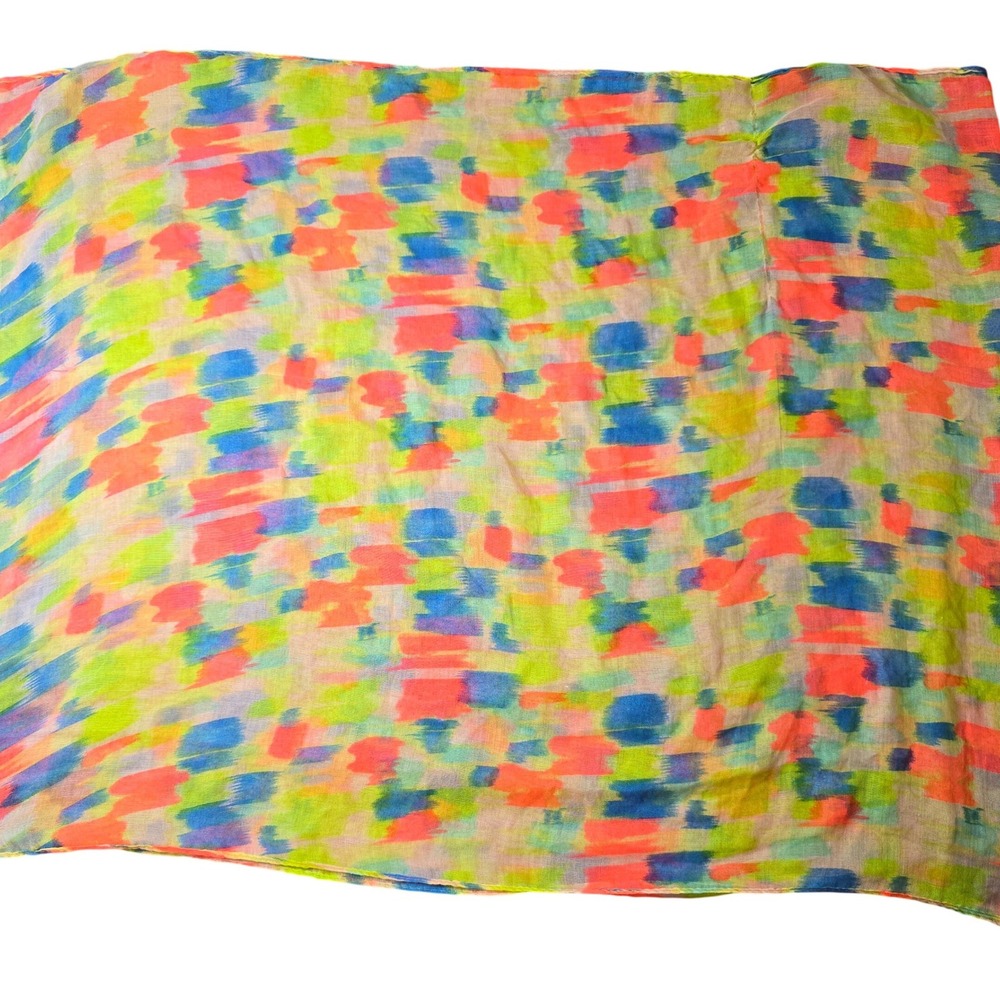 Infinity Scarf Fluorescent Bright Yellow Orange Blue Wrap Lightweight 34"x27"